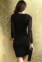 Черное платье с вставками сеткой